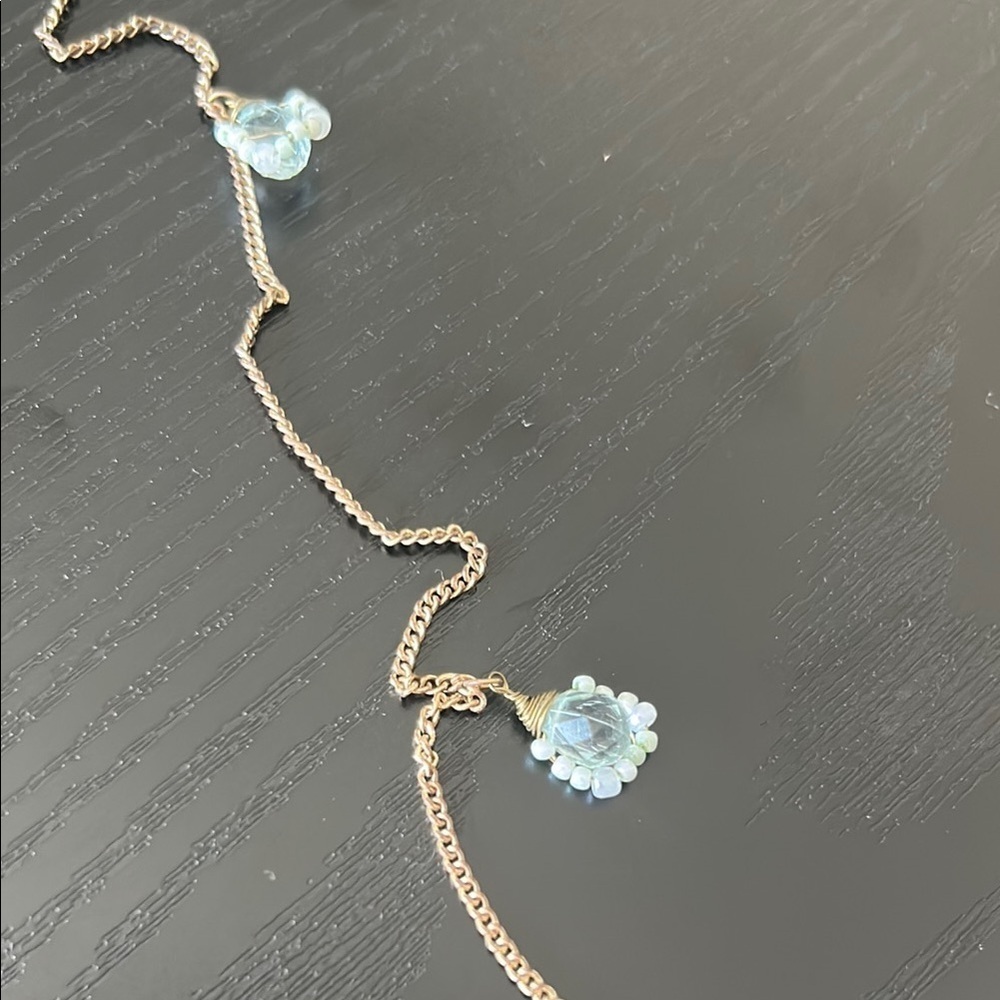 Elegant Gold Necklace with Blue Accents - Picture 3 of 4